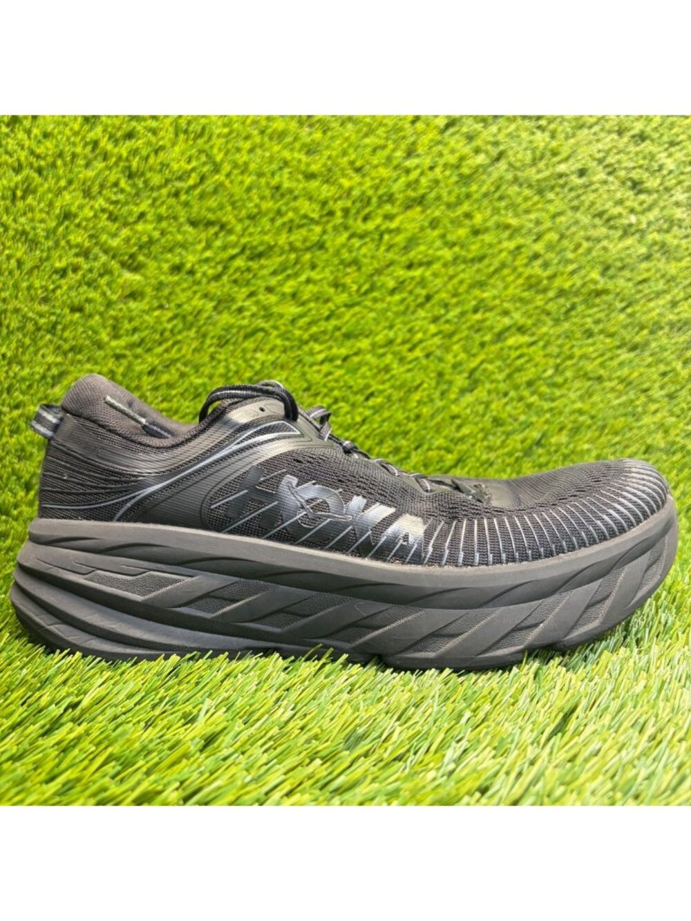 Hoka One One Bondi 7 Womens Size 8.5 Triple Black Road Running Shoes Sneakers